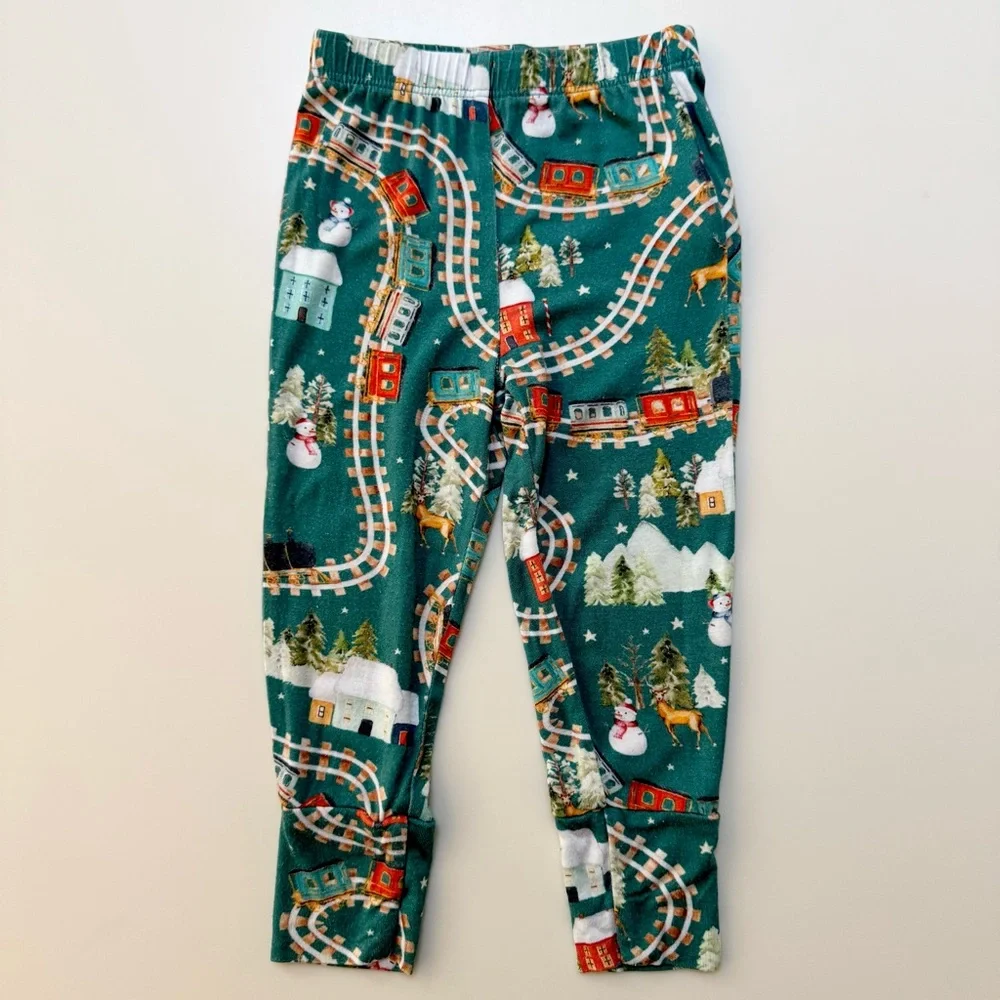 Posh Peanut Bamboo Wyatt Snowman Holiday Train Pajamas, Size 12-18m